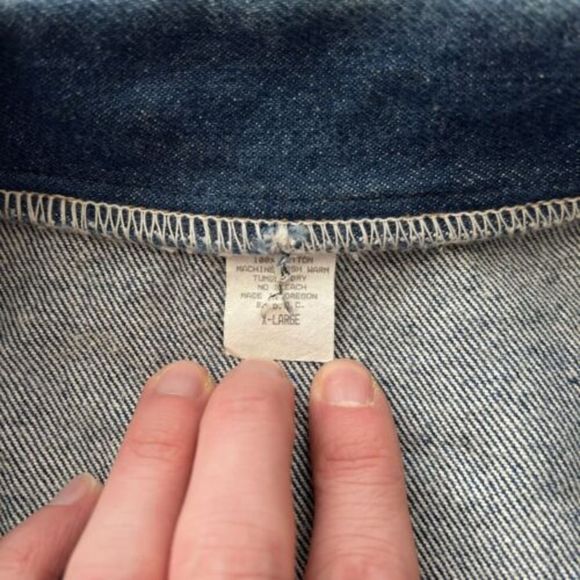 VINTAGE EARLY PRISON BLUES DENIM POCKETED CHORE JACKET COAT MADE IN USA XL RARE - Picture 9 of 9